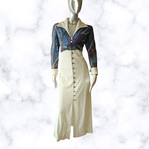 Vintage 70s Button Down Sparkly Disco Party Dress